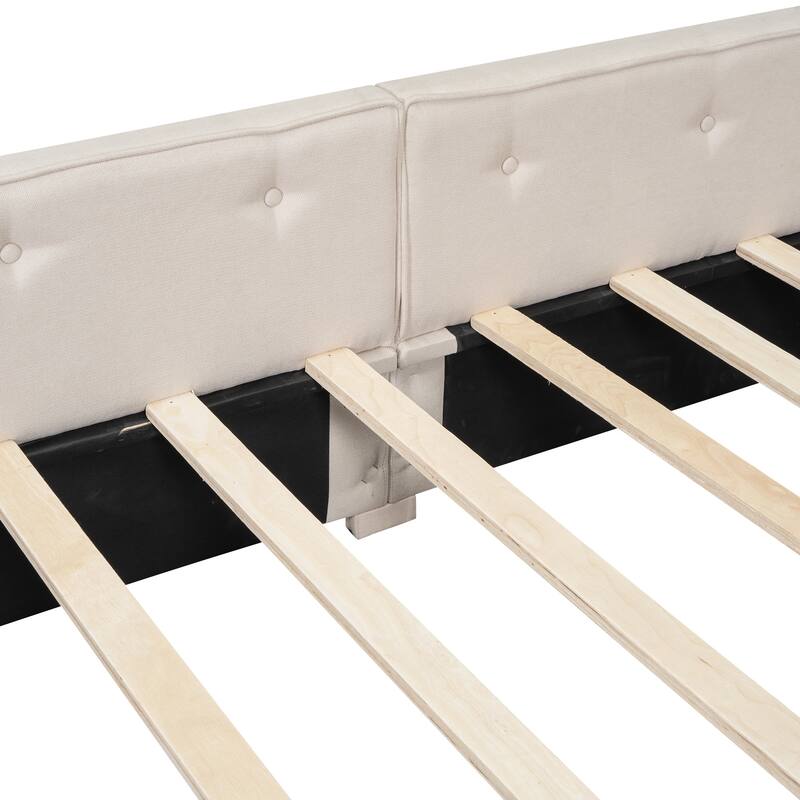 Queen Size Modern Style Upholstered Platform Bed with USB and Two Drawers for Bedroom