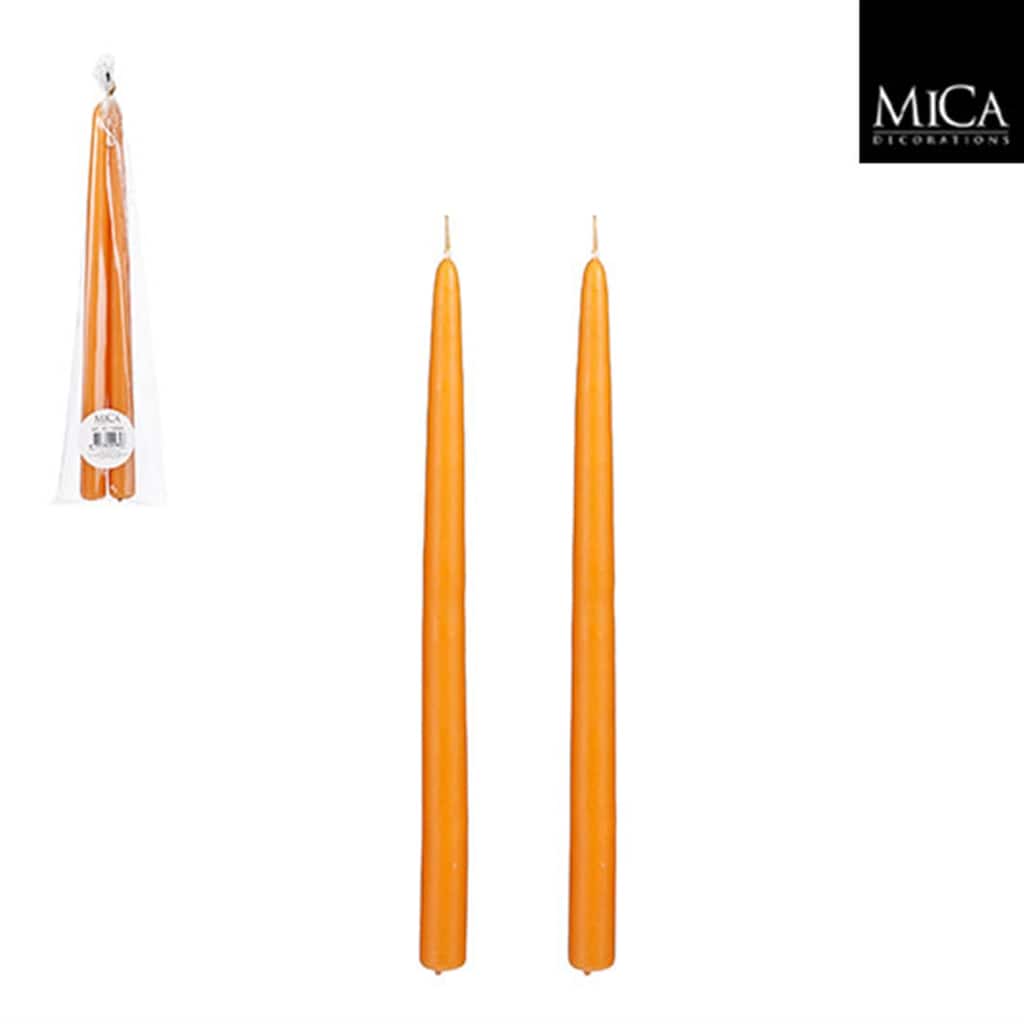 Set of 2 Orange Taper Candles-ST - Burn Time 9 Hours