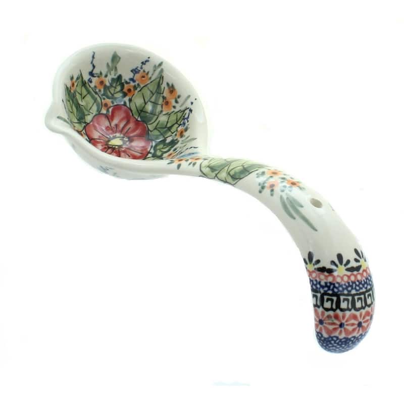 Blue Rose Polish Pottery 1367 Zaklady Soup Ladle - Floral Butterfly
