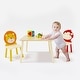 preview thumbnail 1 of 7, Kids Table and 2 Chairs Set, 3 Pieces Toddler Table and Chair Set, Wooden Activity Play Table Set, Lion and Monkey Natural