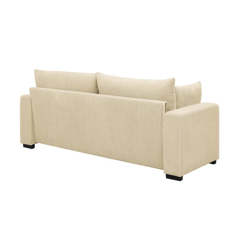 Coastal Haven Corduroy Sofa,Deep Seat Cushions And Overstuffed Back Pillows