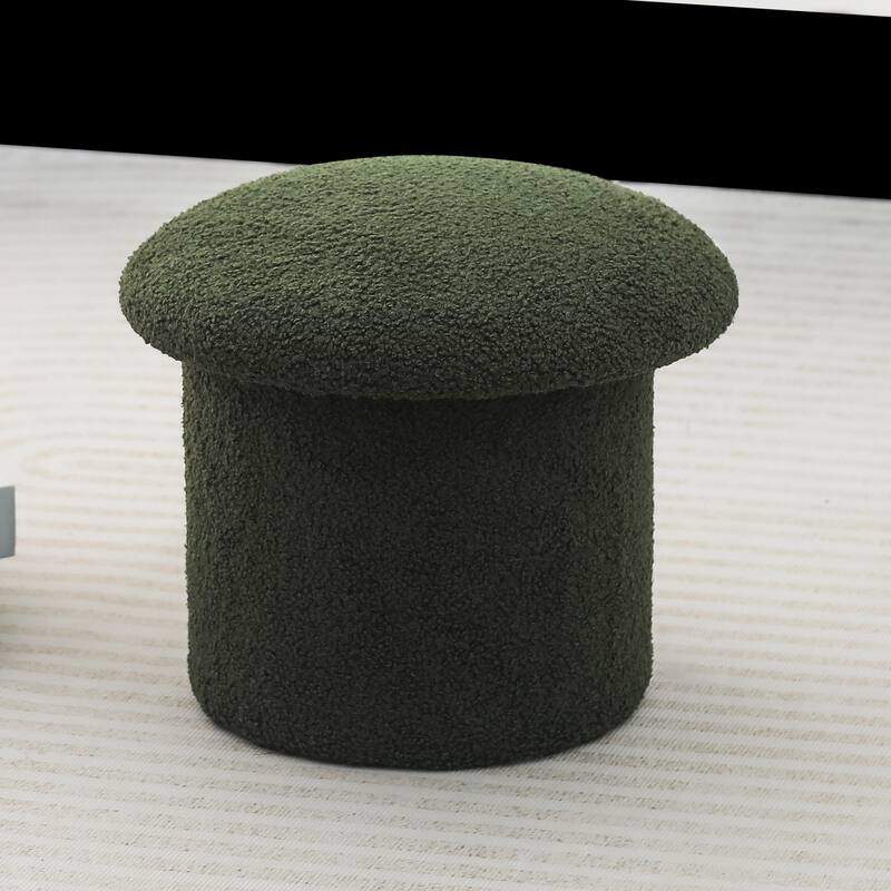 Adeco Mushroom Ottoman Teddy Velvet Foot Stool