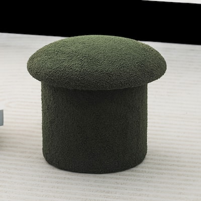 Adeco Mushroom Ottoman Teddy Velvet Foot Stool