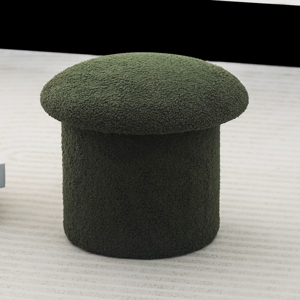 Adeco Mushroom Ottoman Teddy Velvet Foot Stool