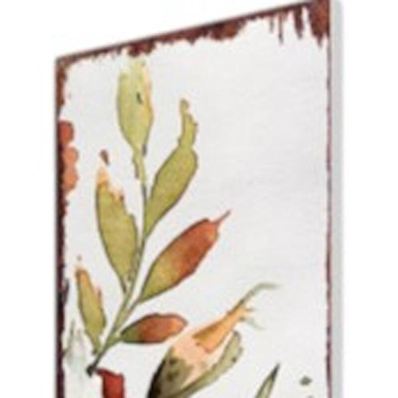 HomeRoots 42" Green Orange And White Solid Wood Watercolor Floral Pumpkin Garden Stake