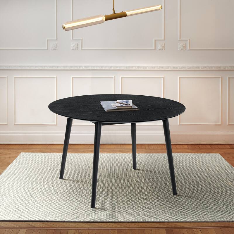 Round Dining Table 42 Inch - Black Wood Table, Scandinavian Style, Modern Dining Room Table, Cozy Meals