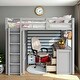 preview thumbnail 1 of 43, Artsy Full size Loft Bed with Drawers, Desk and Wardrobe Grey