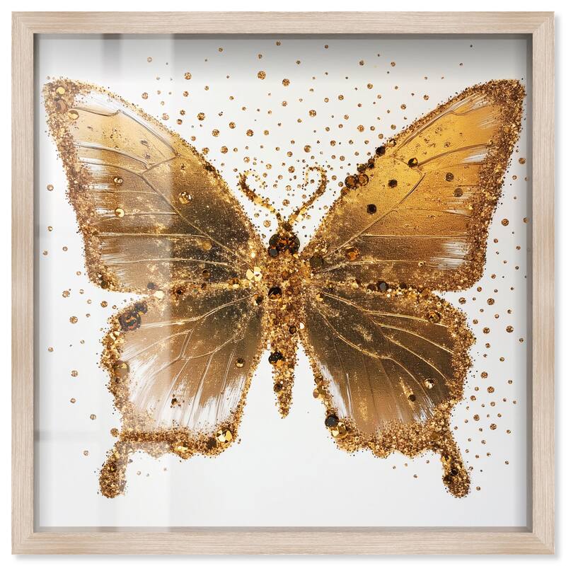 Lemon Glow Wings Shadowbox by Art Remedy - Natural - 24" x 24"