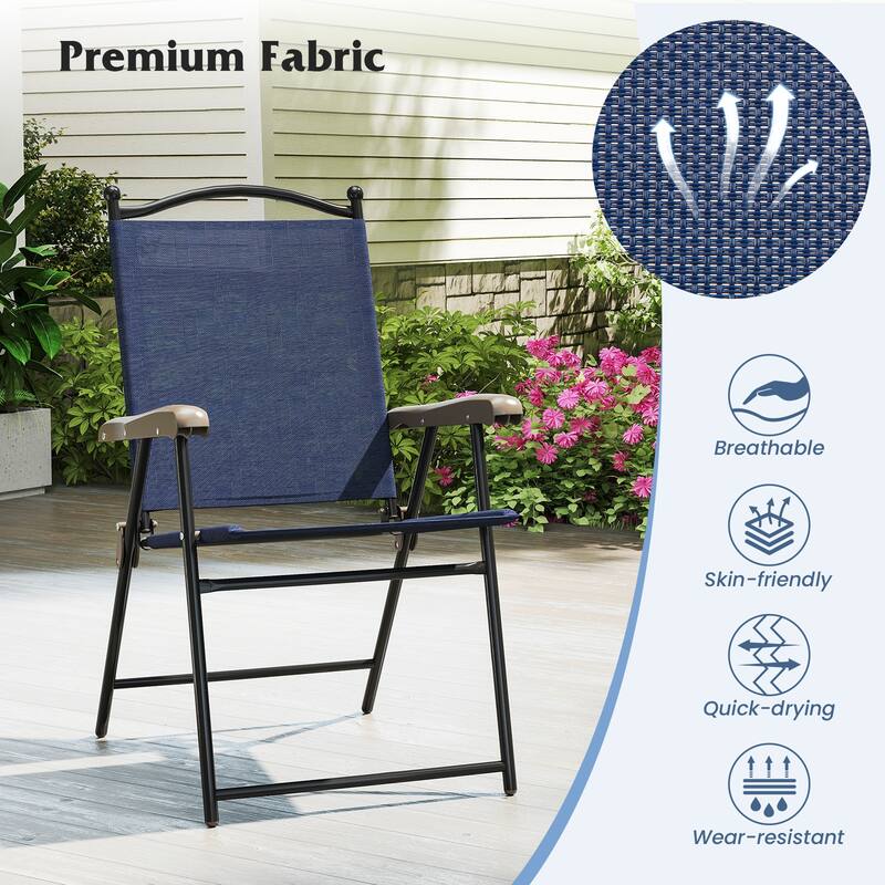 Gymax Patio Folding Chairs Set of 2 Outdoor Dining Chairs w/ Ergonomic