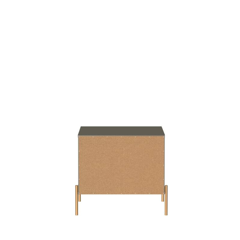 Modern Nightstand with 2 Drawers and Accents Steel Legs