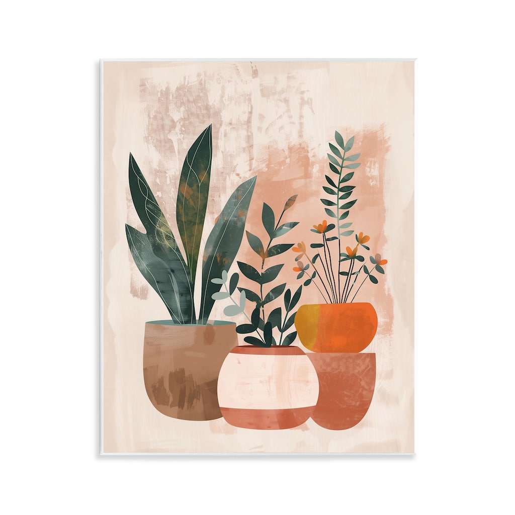 Stupell Earthy Boho Potted Plants Wall Plaque Art Design By LSR Creative Studio