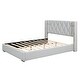 preview thumbnail 19 of 26, PU Upholstered Queen Platform Bed with Sturdy Frame and Wooden Slats