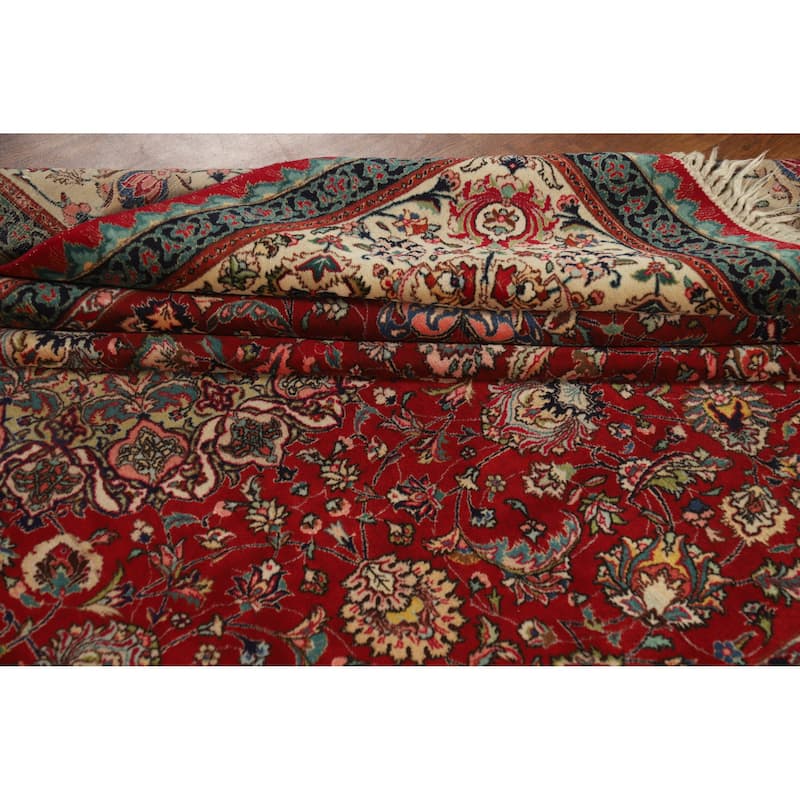 Hand Knotted Oriental 100% Wool Carpet Traditional Floral Red Tabriz Area Rug - 11' 3'' X 8' 1''