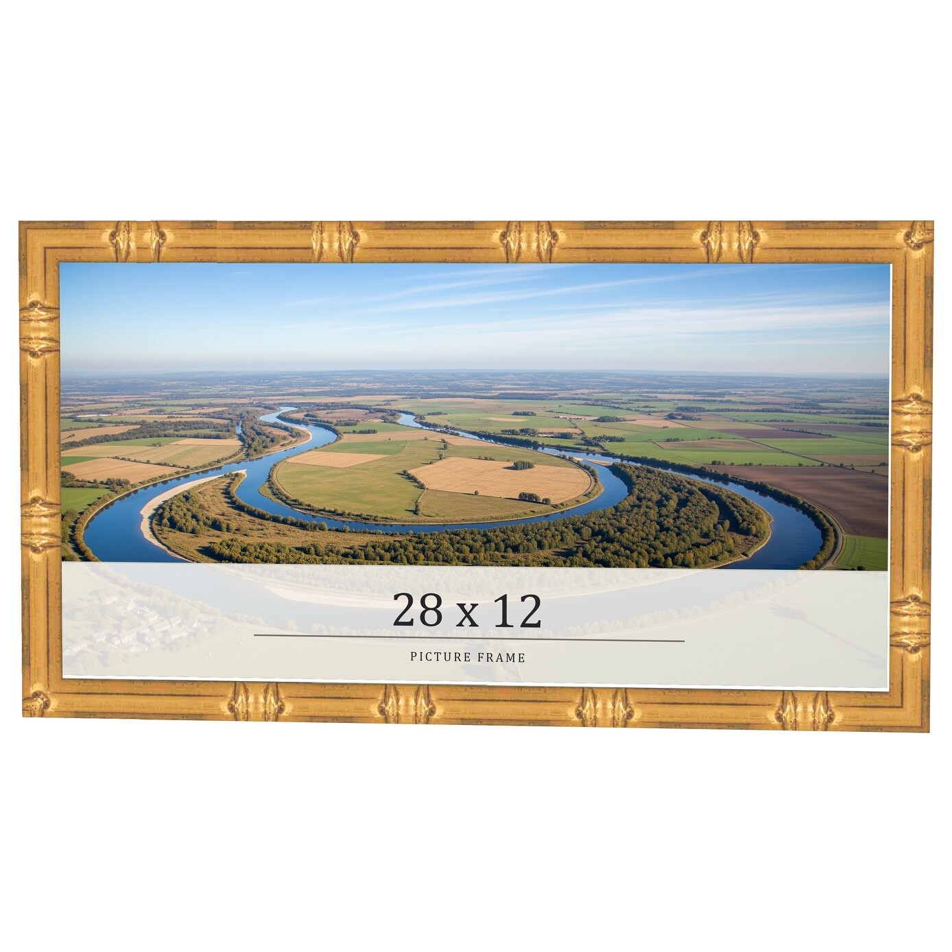 28x12 Frame Gold Bamboo Solid Wood Picture Frame | 1 Inch Moulding