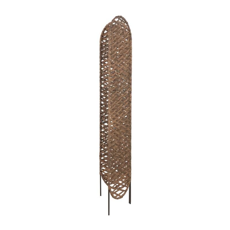 Metal Geometric Handmade Foldable Freestanding Woven Room Divider Screen with 4 Oval Shaped Panels - Copper - Roche River Decor