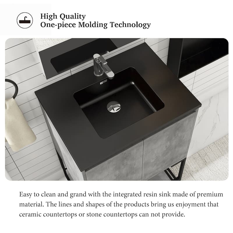 24-inch Freestanding Bath Vanity with White Cultured Mable Top