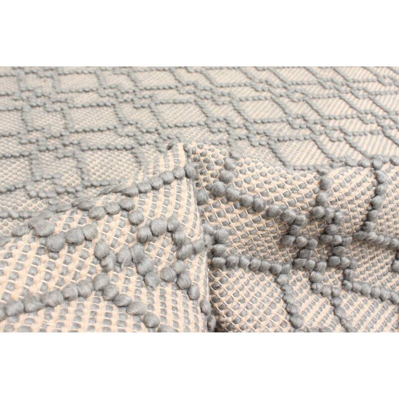 ECARPETGALLERY Braid weave Sienna Grey Wool Rug - 5'3 x 7'2