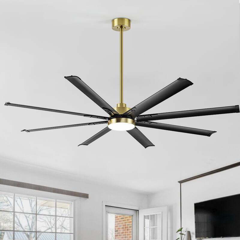 72 in. Integrated LED Indoor Black-Aluminum-Blade Ceiling Fans with Light and Remote