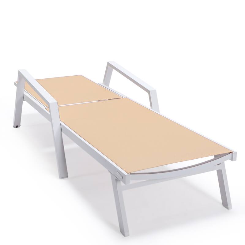 Marlin Rust-Resistant Aluminum Chaise Lounge - Adjustable 4-Position Outdoor Tanning Chair with Armrests