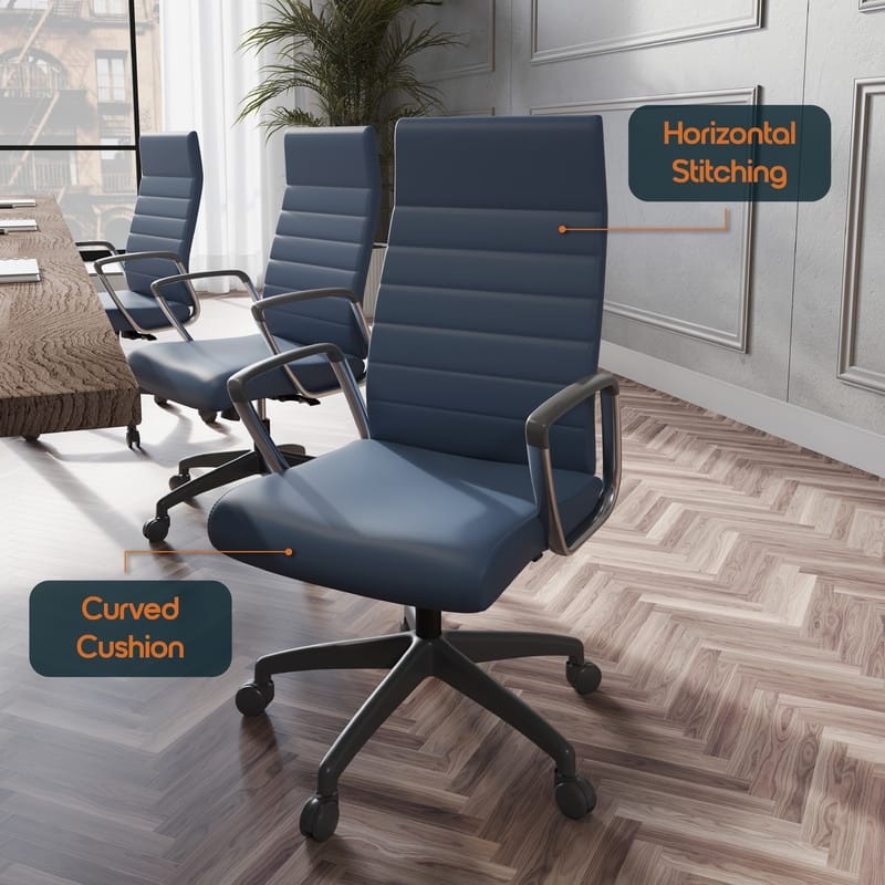 Hilton Modern High Back Ergonomic Leather Office Chair with Adjustable Height, Swivel, and Tilt for Conference or Executive Desk