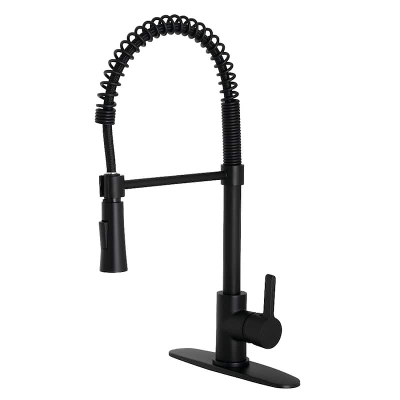 Kingston Brass Continental Single-Handle Pre-Rinse Kitchen Faucet - Matte Black
