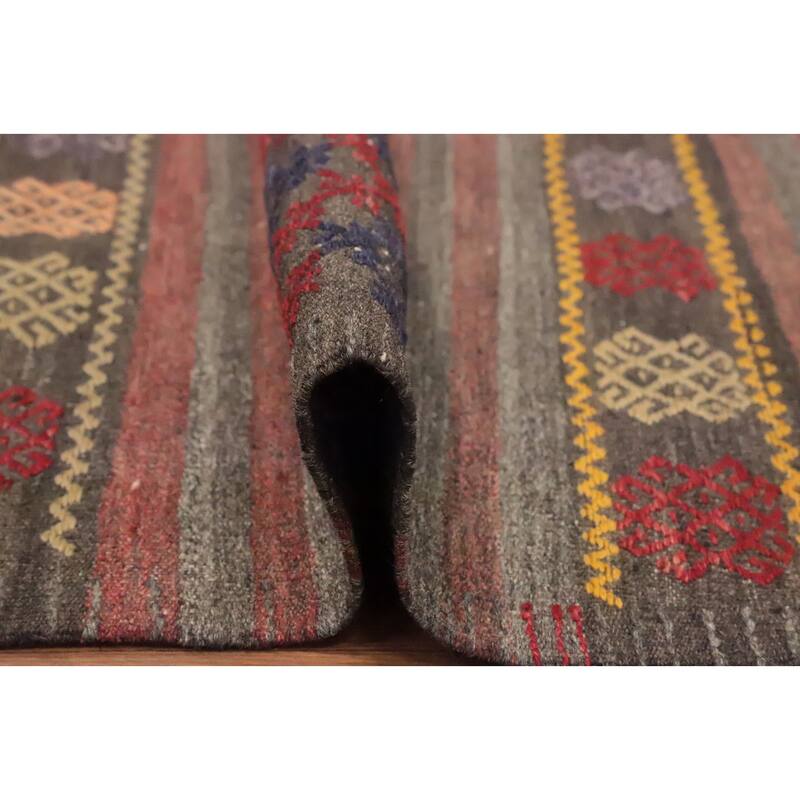 Hand Woven Oriental 100% Wool Carpet Southwestern Tribal Multi-Colored Kilim Area Rug - 11' 5'' X 6' 6''