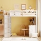 preview thumbnail 1 of 18, Twin Size Loft Bed with Ladder, Shelves, Solid Wood Loft Bed Frame with 4-Drawers Desk, Box Spring No Required White