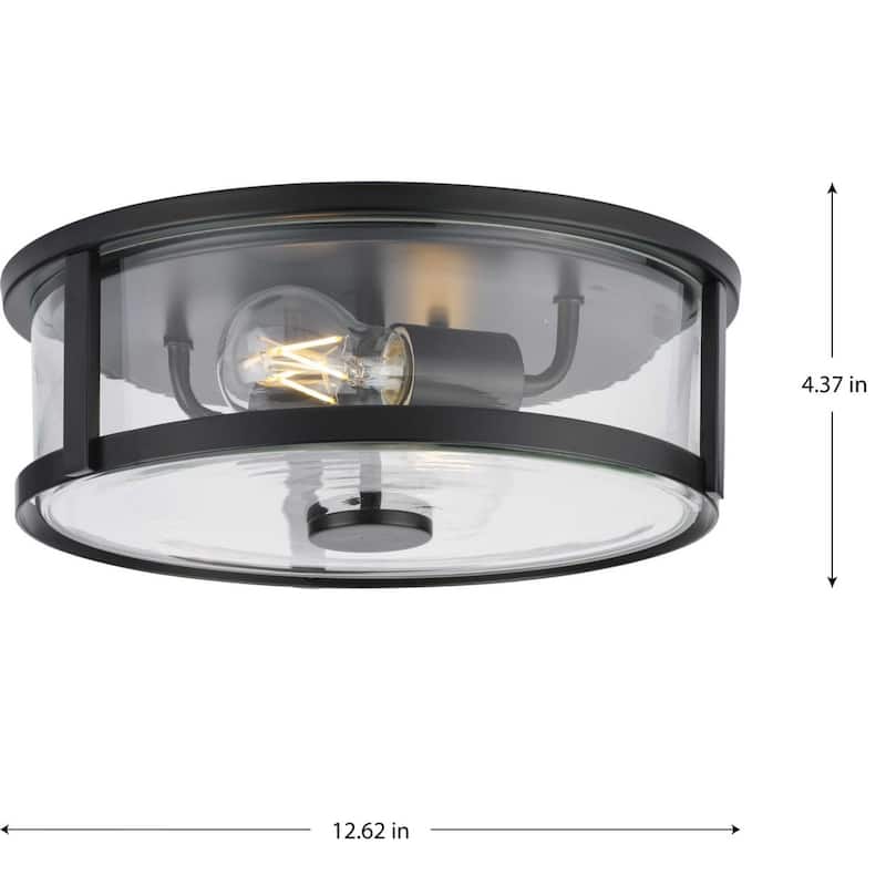 Gilliam Collection 12-5 8 in. Two-Light Matte Black New Traditional Flush Mount - 12.62 in x 12.62 in x 4.37 in