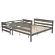 preview thumbnail 11 of 10, Gray Twin XL over Queen Size Solid Wood Bunk Bed with Ladder & Fence