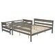 preview thumbnail 10 of 24, Twin XL Over Queen Bunk Bed with Ladder & Slat Support, Solid Wood Bunk Bed Frame with Safety Guardrail, Separated into 2 Beds
