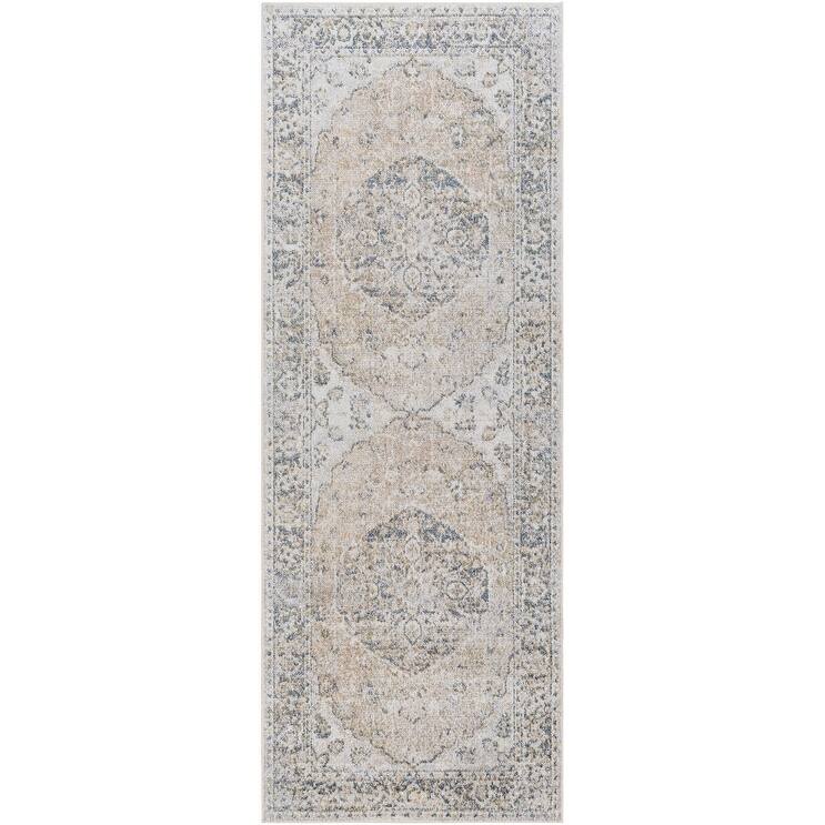 Livabliss Lillian Machine Washable Vintage Area Rug - 2'7" x 7'3" - Dark Beige