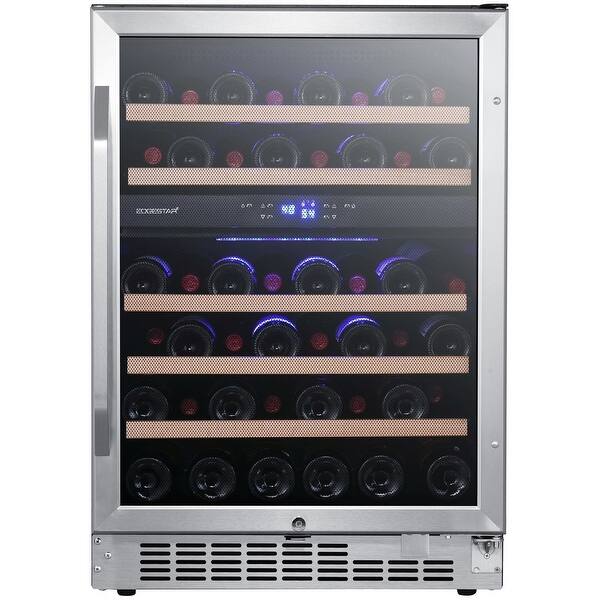 Edgestar Cwr462dz 24 Wide 46 Bottle Built In Dual Zone Wine Cooler Stainless Steel Overstock 26299662