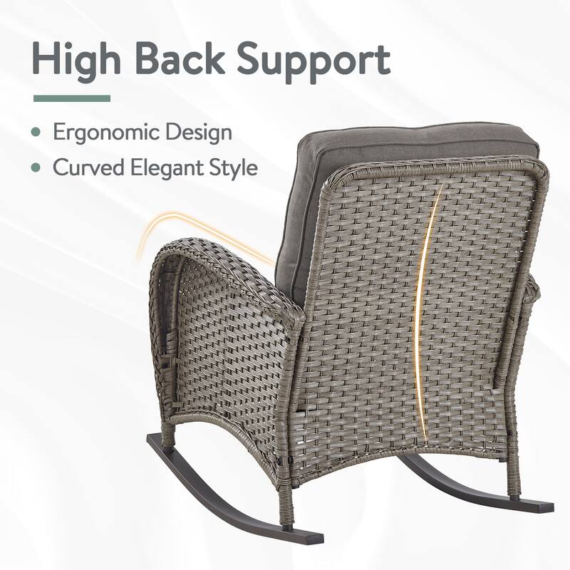 Pocassy 3-Piece Outdoor Rocking Chairs with Side Table Patio Rocker Chairs Bistro Set