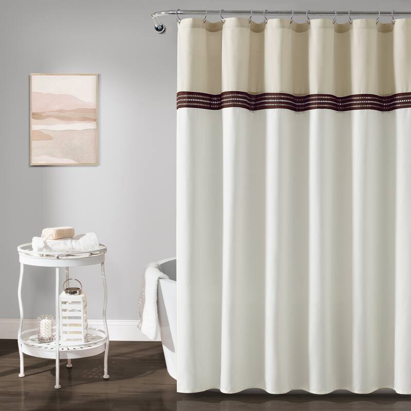 Lush Decor Terra Embroidery Shower Curtain Single