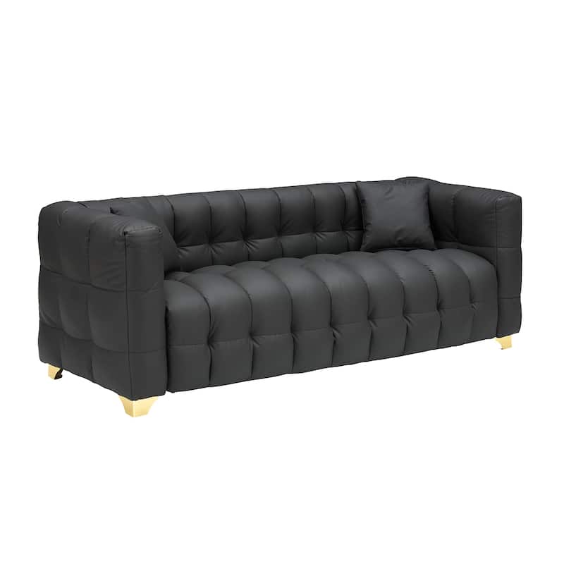 80-inch Long, 29-inch Wide, 28-inch High Black Polyester Blend 3-Seat Sofa with Multiple Features