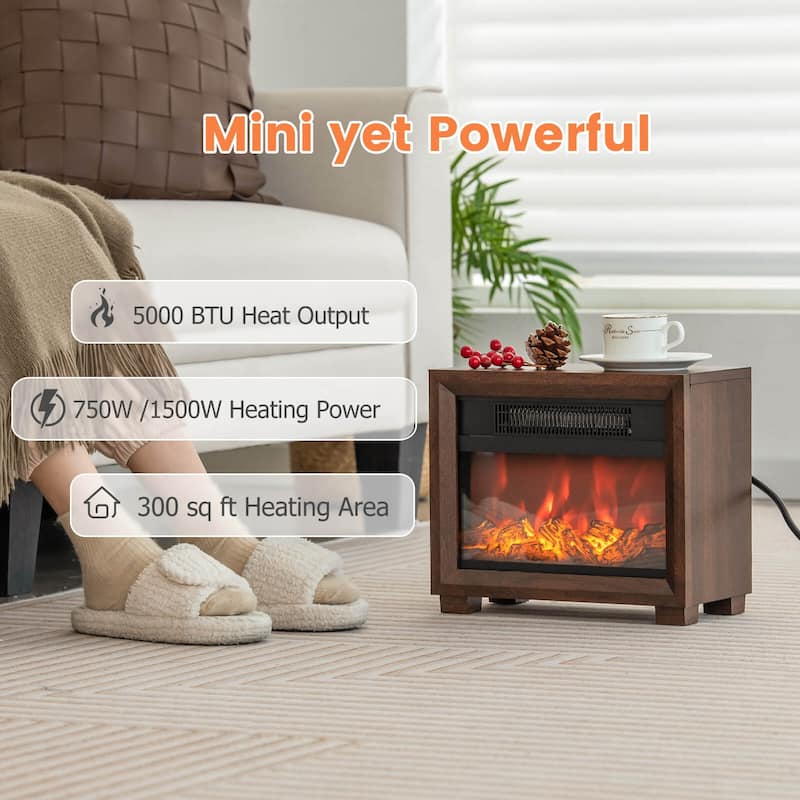 Costway 13" Electric Fireplace Heater with Realistic Flame Effect - See Details