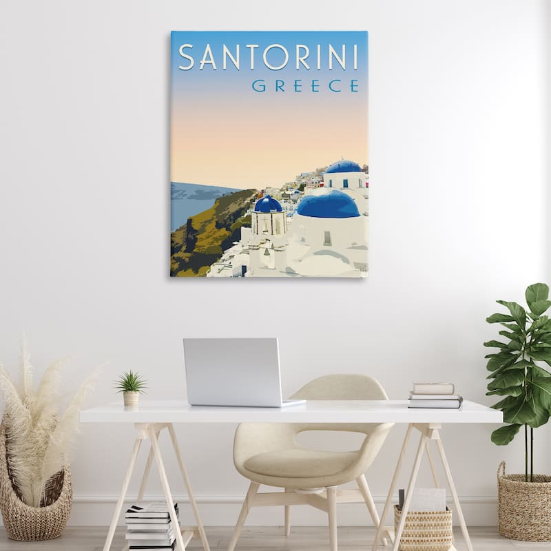 Stupell Vintage Santorini Cityscape Canvas Wall Art Design By Victoria Barnes