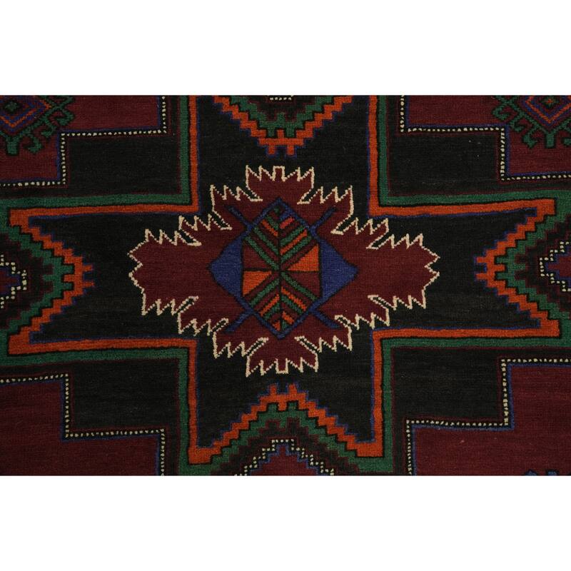 Hand Knotted Oriental 100% Wool Carpet Traditional Tribal Red Kazak Area Rug - 9' 9'' X 5' 2''