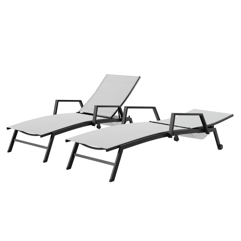 Corvus Sorrento Outdoor Sling Fabric Adjustable Chaise Lounge with Arms