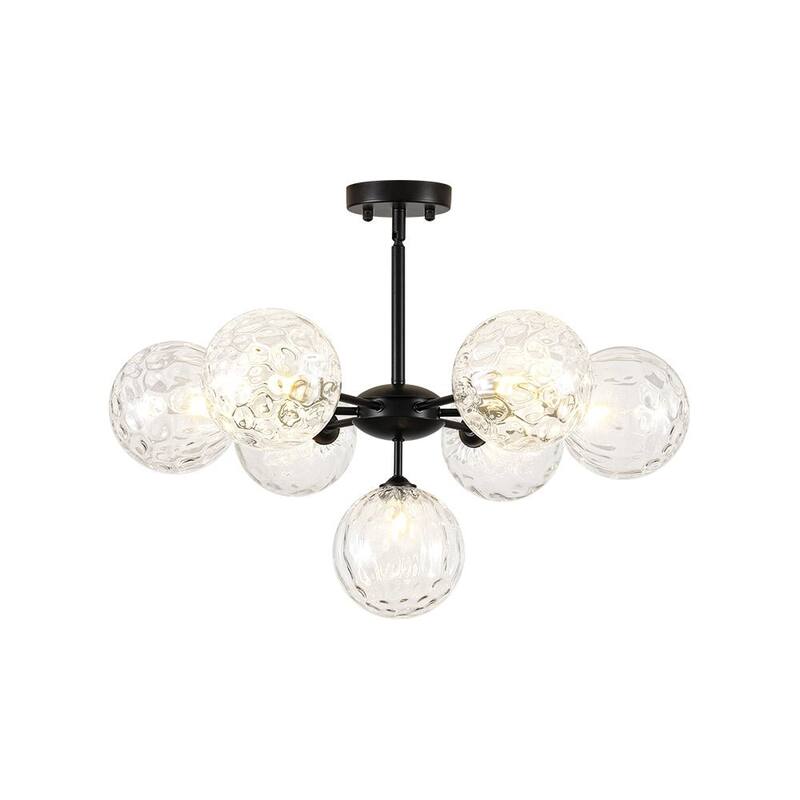 Contemporary Water Glass Bubble Round Tiered Chandelier 25.6 in