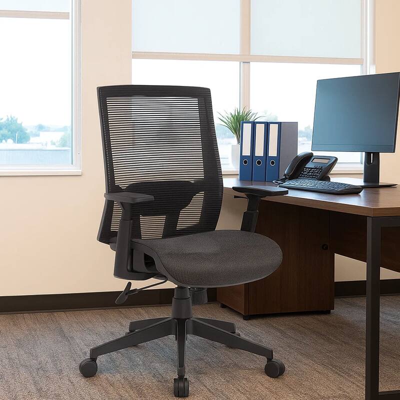 Swivel Task Chair, Black Mesh, Foam, Commercial Rated Synchro-Tilt