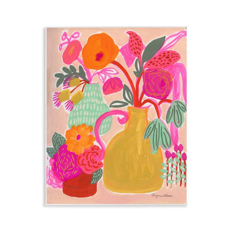 Stupell Bright Pink & Yellow Bouquet Wall Plaque Art Design By Suzanne Allard - 11 x 14