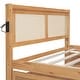 preview thumbnail 7 of 16, Wood Queen Size Rattan Platform Bed Frame with Sockets, Drawers and Trundle