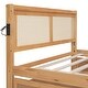 preview thumbnail 15 of 15, Wooden Queen Storage Platform Bedframe w/ Rattan Headboard & Sockets