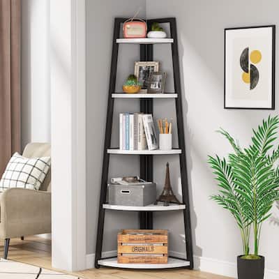 70 inch Tall Corner Shelf, Corner Bookshelf and Bookcase