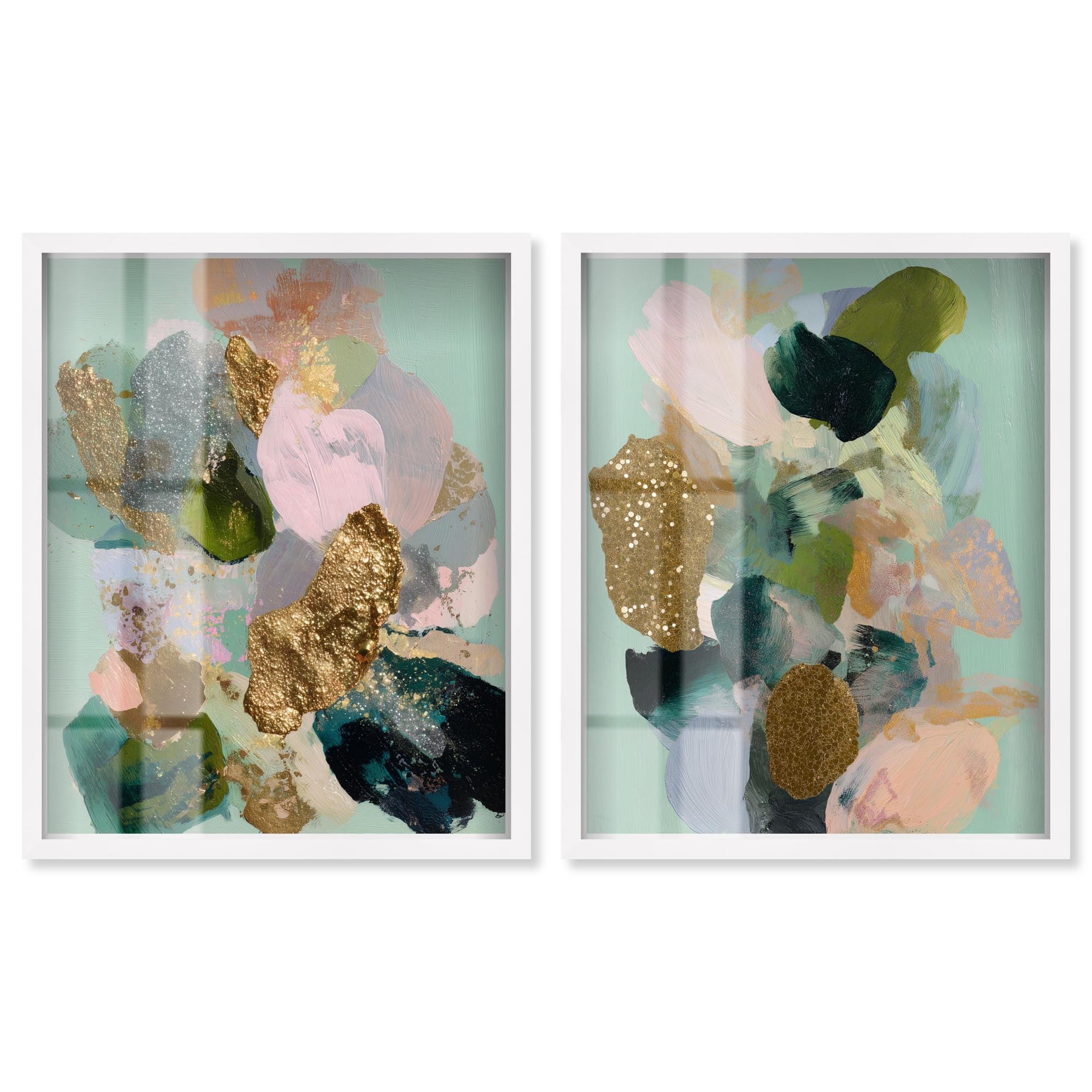 Gilded Botanical Dream Boho Decor Set of 2 Shadowbox Print by Art Remedy