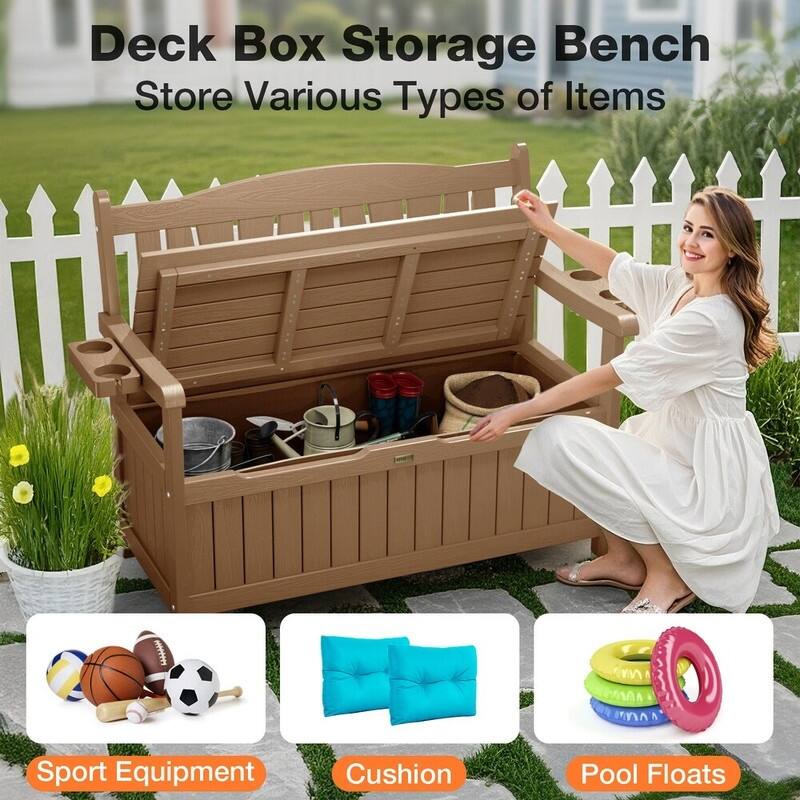 WINSOON All-Weather HIPS Outdoor Garden Bench, 56" Adirondack Outdoor Patio Bench