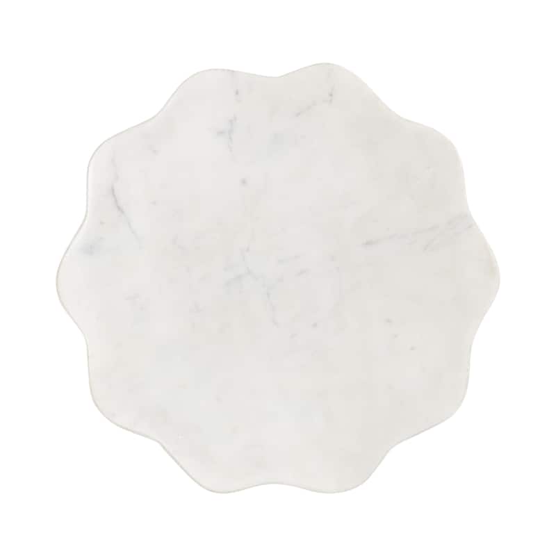 Kate and Laurel Sanzo Scalloped Marble and Metal Drink Table