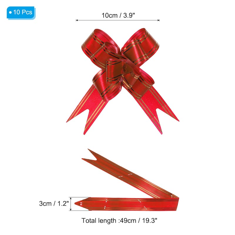 10Pcs 4" Gift Wrap Bows Pull Bows Baskets Present Wrapping Ribbon Bows - 4 inch - Red