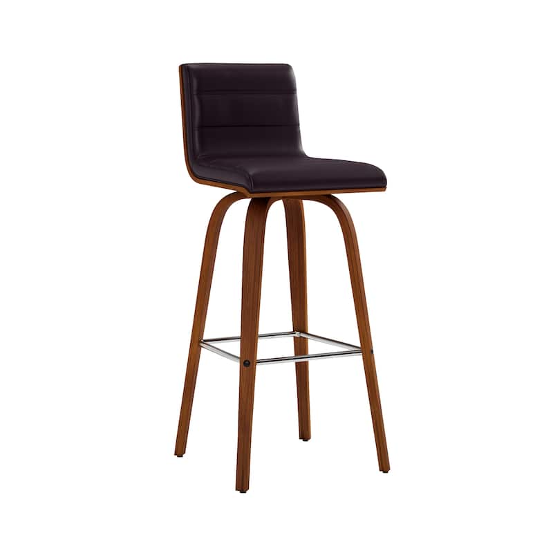 Skara Swivel Bar Stool, Upholstered Bar Height Chair with Bentwood Frame